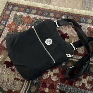 Baggallini Black Messenger Bag with Silver Accents